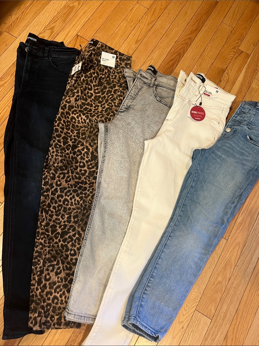 Express High-Rise Ankle Jeans in Black, Leopard, Grey, Cream & Blue
